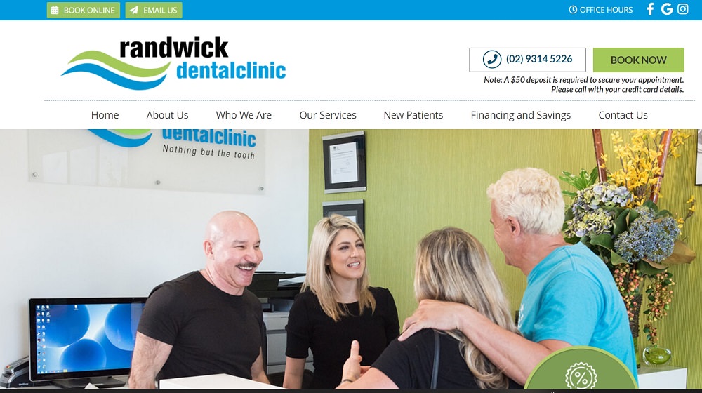 Randwick dental clinic website screenshot