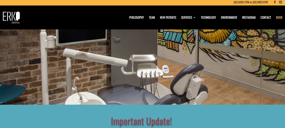 Erko Dental website screenshot dental aware 
