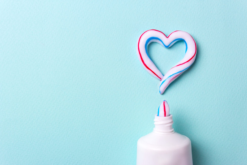 Toothpaste in the shape of a love heart