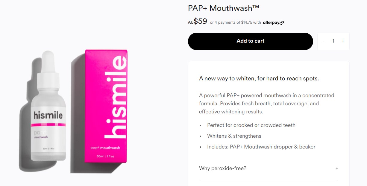 HiSmile PAP Mouthwash screenshot